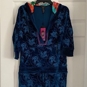 Rare Custo Barcelona Blue / Metallic Tunic Top